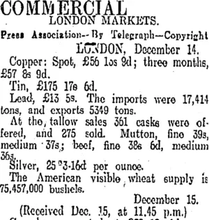 COMMERCIAL. (Otago Daily Times 16-12-1910)