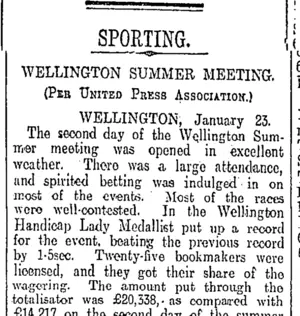 SPORTING. (Otago Daily Times 24-1-1911)
