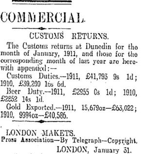 COMMERCIAL. (Otago Daily Times 1-2-1911)