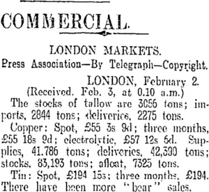 COMMERCIAL. (Otago Daily Times 3-2-1911)