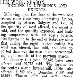 THE WOOL SEASON. (Otago Daily Times 27-3-1911)