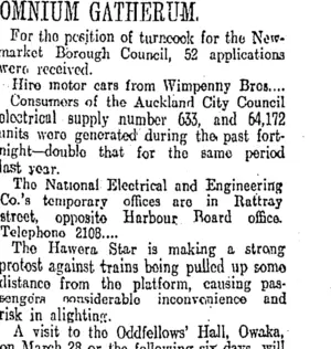 OMNIUM GATHERUM. (Otago Daily Times 29-3-1911)