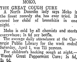 Page 5 Advertisements Column 2 (Otago Daily Times 4-4-1911)