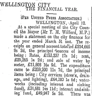 WELLINGTON CITY. (Otago Daily Times 13-4-1911)
