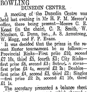 BOWLING. (Otago Daily Times 25-4-1911)
