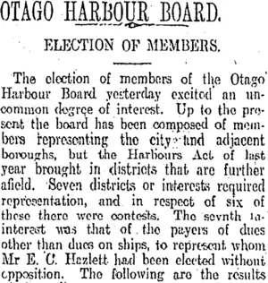 OTAGO HARBOUR BOARD. (Otago Daily Times 27-4-1911)