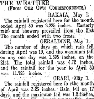 THE WEATHER (Otago Daily Times 3-5-1911)