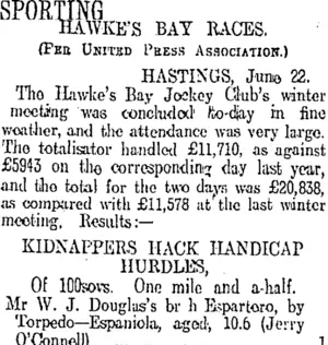 SPORTING. (Otago Daily Times 23-6-1911)