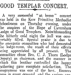 GOOD TEMPLAR CONCERT. (Otago Daily Times 15-7-1911)