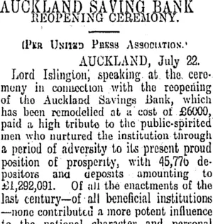 AUCKLAND SAVING BANK. (Otago Daily Times 24-7-1911)