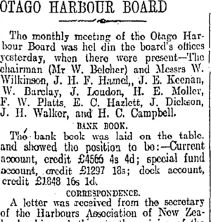 OTAGO HARBOUR BOARD. (Otago Daily Times 28-7-1911)
