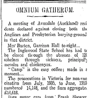 OMNIUM GATHERUM. (Otago Daily Times 20-7-1911)