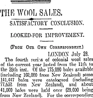 THE WOOL SALES. (Otago Daily Times 7-9-1911)
