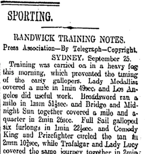 SPORTING. (Otago Daily Times 26-9-1911)