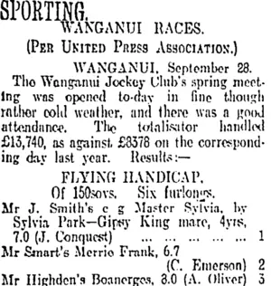 SPORTING. (Otago Daily Times 29-9-1911)