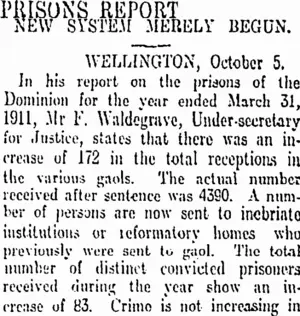PRISONS REPORT. (Otago Daily Times 9-10-1911)
