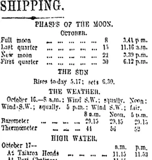 SHIPPING. (Otago Daily Times 17-10-1911)