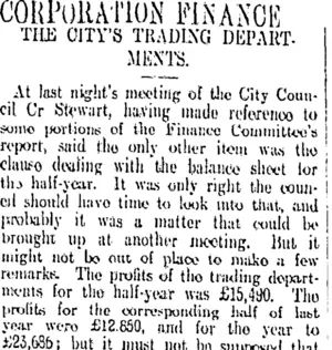 CORPORATION FINANCE (Otago Daily Times 19-10-1911)