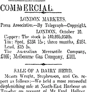 COMMERCIAL. (Otago Daily Times 12-10-1911)
