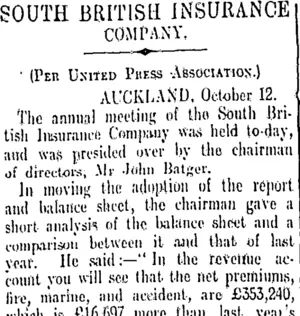 SOUTH BRITISH INSURANCE COMPANY. (Otago Daily Times 13-10-1911)