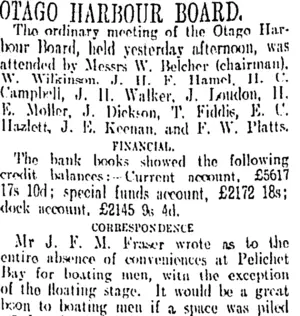 OTAGO HARBOUR BOARD. (Otago Daily Times 27-10-1911)