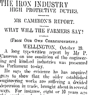 THE IRON INDUSTRY (Otago Daily Times 20-10-1911)
