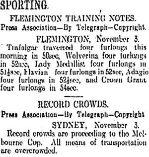 SPORTING. (Otago Daily Times 4-11-1911)