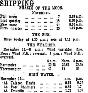SHIPPING. (Otago Daily Times 17-11-1911)