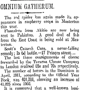 OMNIUM GATHERUM. (Otago Daily Times 12-1-1912)