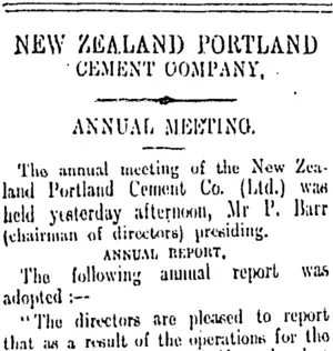 NEW ZEALAND PORTLAND CEMENT COMPANY. (Otago Daily Times 27-1-1912)