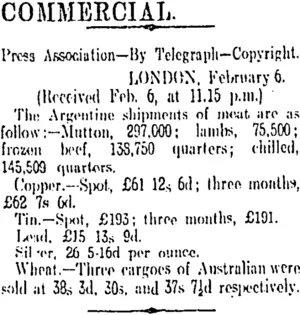 COMMERCIAL. (Otago Daily Times 7-2-1912)