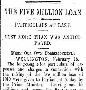 THE FIVE MILLION LOAN (Otago Daily Times 17-2-1912)