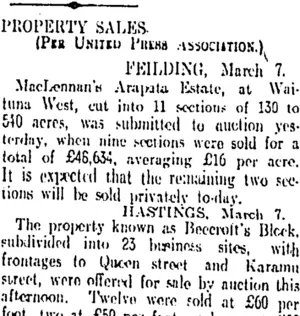PROPERTY SALES. (Otago Daily Times 8-3-1912)