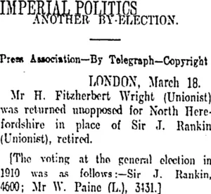 IMPERIAL POLITICS (Otago Daily Times 20-3-1912)