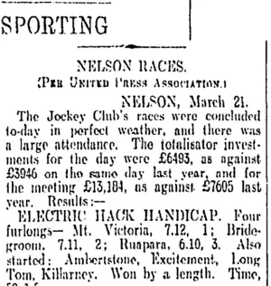 SPORTING (Otago Daily Times 22-3-1912)