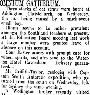 OMNIUM GATHERUM. (Otago Daily Times 8-4-1912)