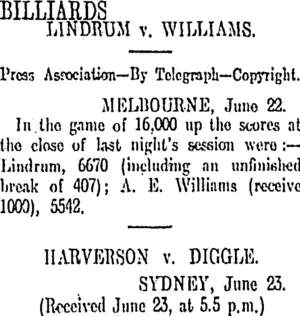 BILLIARDS (Otago Daily Times 24-6-1912)