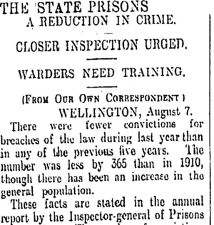 THIS STATE PRISONS. (Otago Daily Times 8-8-1912)