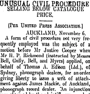 UNUSUAL CIVIL PROCEDURE (Otago Daily Times 7-11-1912)
