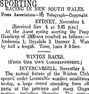 SPORTING (Otago Daily Times 7-11-1912)