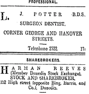 Page 7 Advertisements Column 6 (Otago Daily Times 26-11-1912)