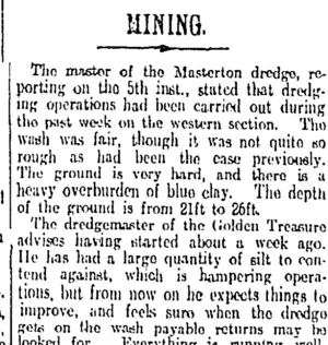 MINING. (Otago Daily Times 9-12-1912)