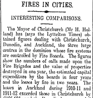 FIRES IN CITIES. (Otago Daily Times 18-12-1912)