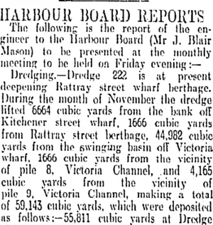 HARBOUR BOARD REPORTS. (Otago Daily Times 18-12-1912)