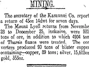 MINING. (Otago Daily Times 4-1-1913)