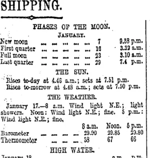 SHIPPING. (Otago Daily Times 18-1-1913)