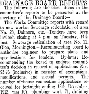 DRAINAGE BOARD REPORTS (Otago Daily Times 11-1-1913)