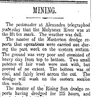 MINING. (Otago Daily Times 4-2-1913)