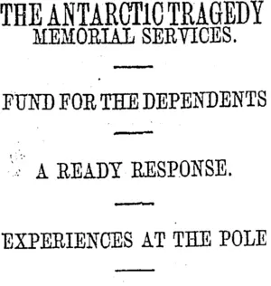 THE ANTARCTIC TRAGEDY (Otago Daily Times 15-2-1913)