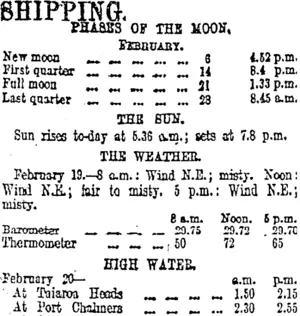 SHIPPING. (Otago Daily Times 20-2-1913)